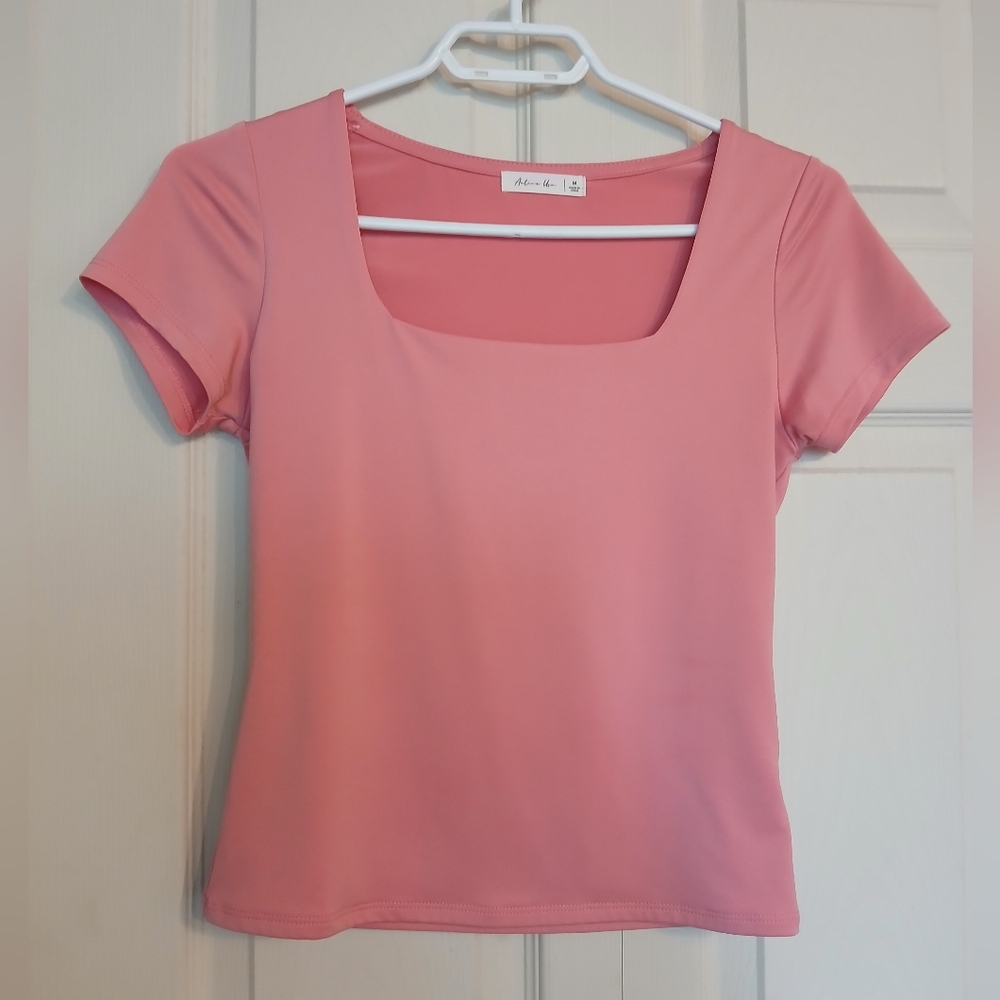 🤯2/$15 Active USA Pink Women's T Shirt Top, Size Medium (M)